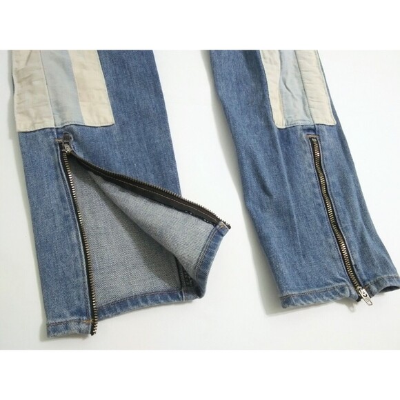 Rag Bone Women's 27 Skinny Relay Racer Jeans Blue Side Striped Ankle Zip - Picture 3 of 12